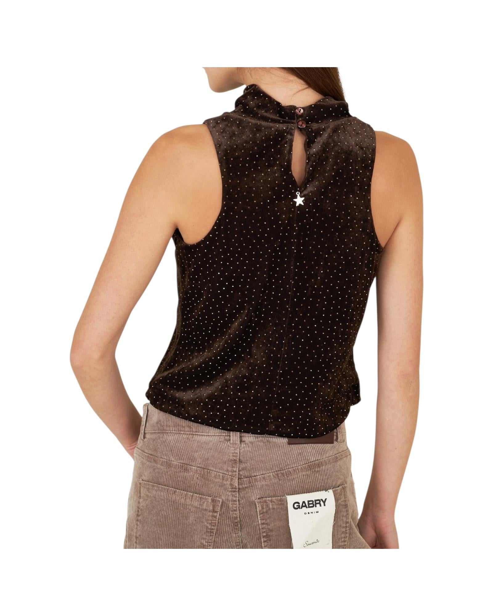 Top con strass Marrone M38F1395 MARRONE SOUVENIR