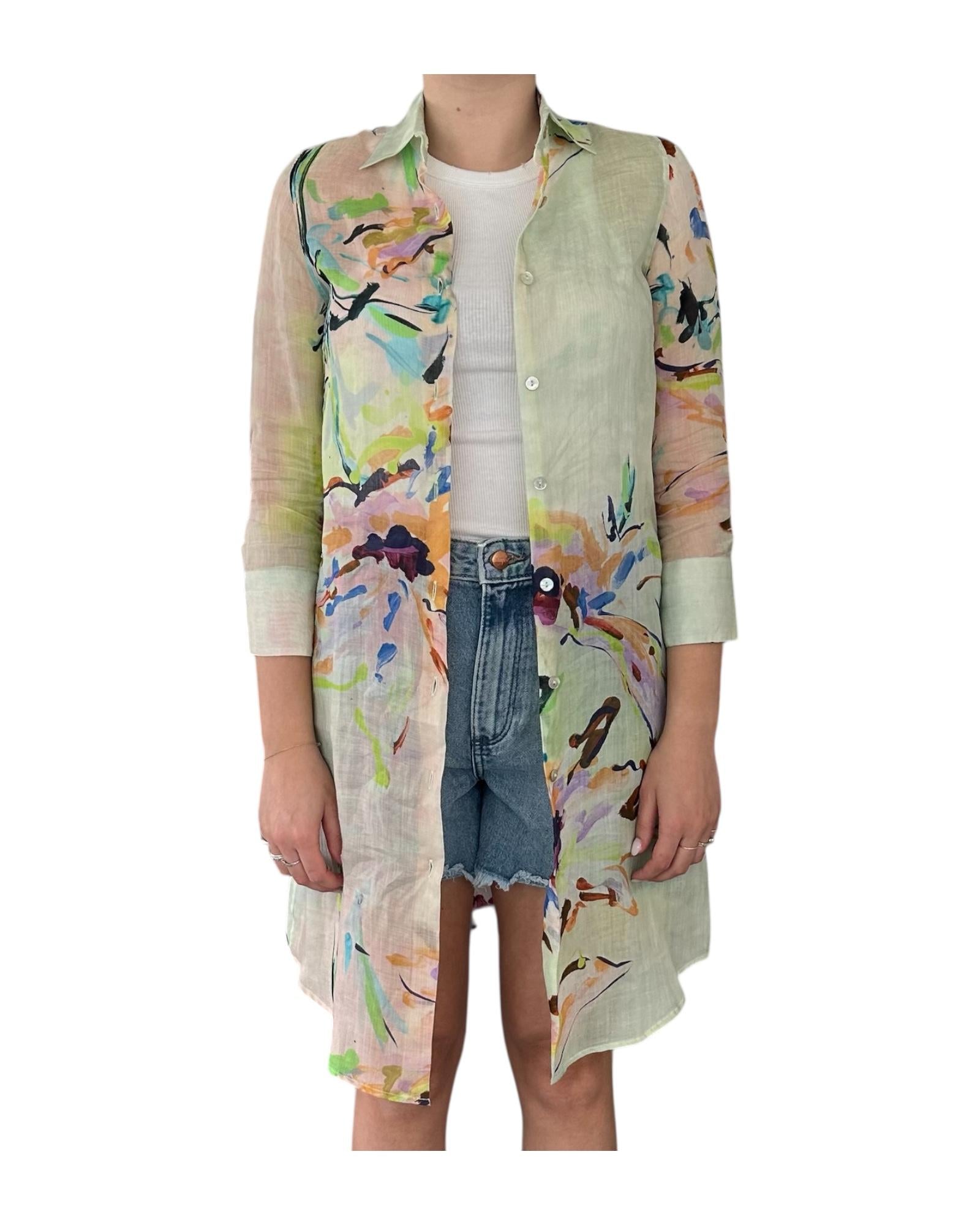 Camicione in Ramie verde D928 2 BASTONCINO