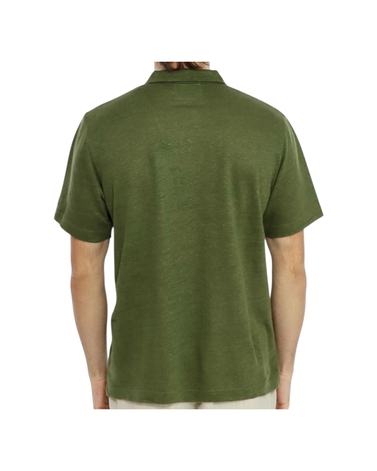 Polo in lino Verde militare FRS0001 00019H MC2 SAINT BARTH