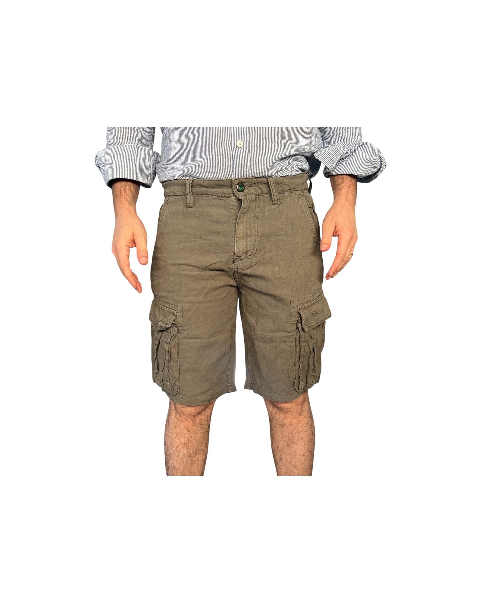 Bermuda misto lino con tasche Militare GK714 MILITARE RE.VI.VAL