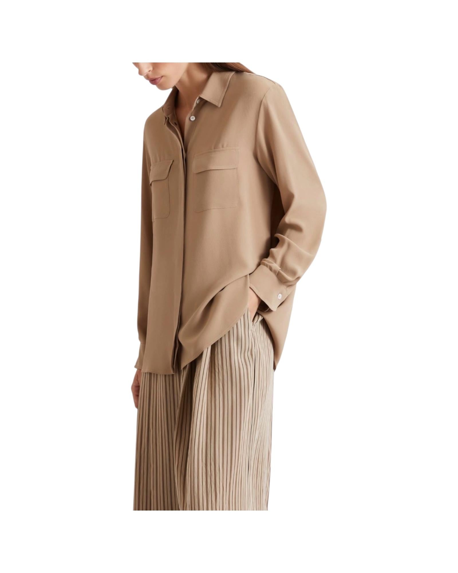 Camicia in crêpe di misto seta Beige FEBE 002 MARELLA