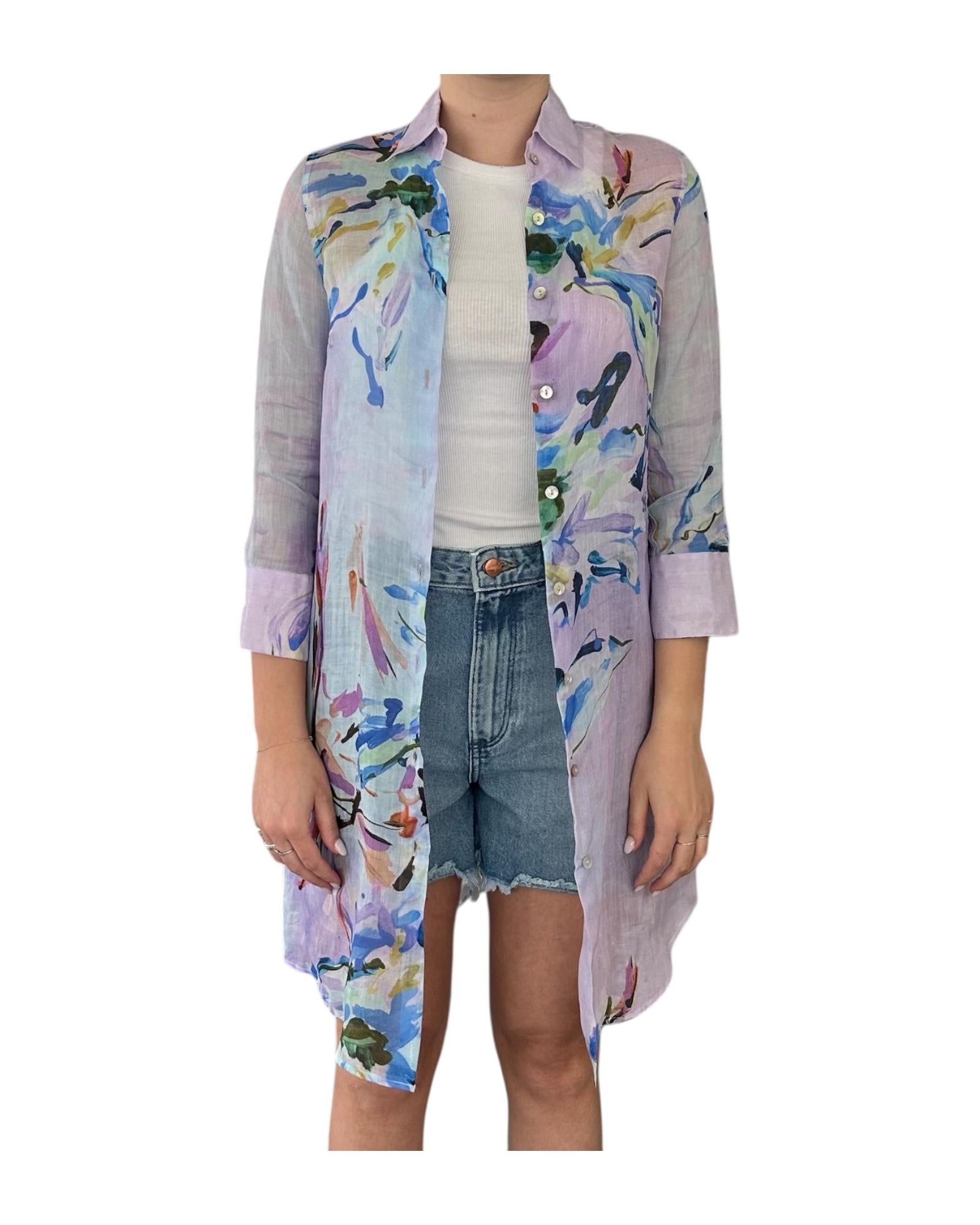 Camicione in Ramie glicine D928 3 BASTONCINO