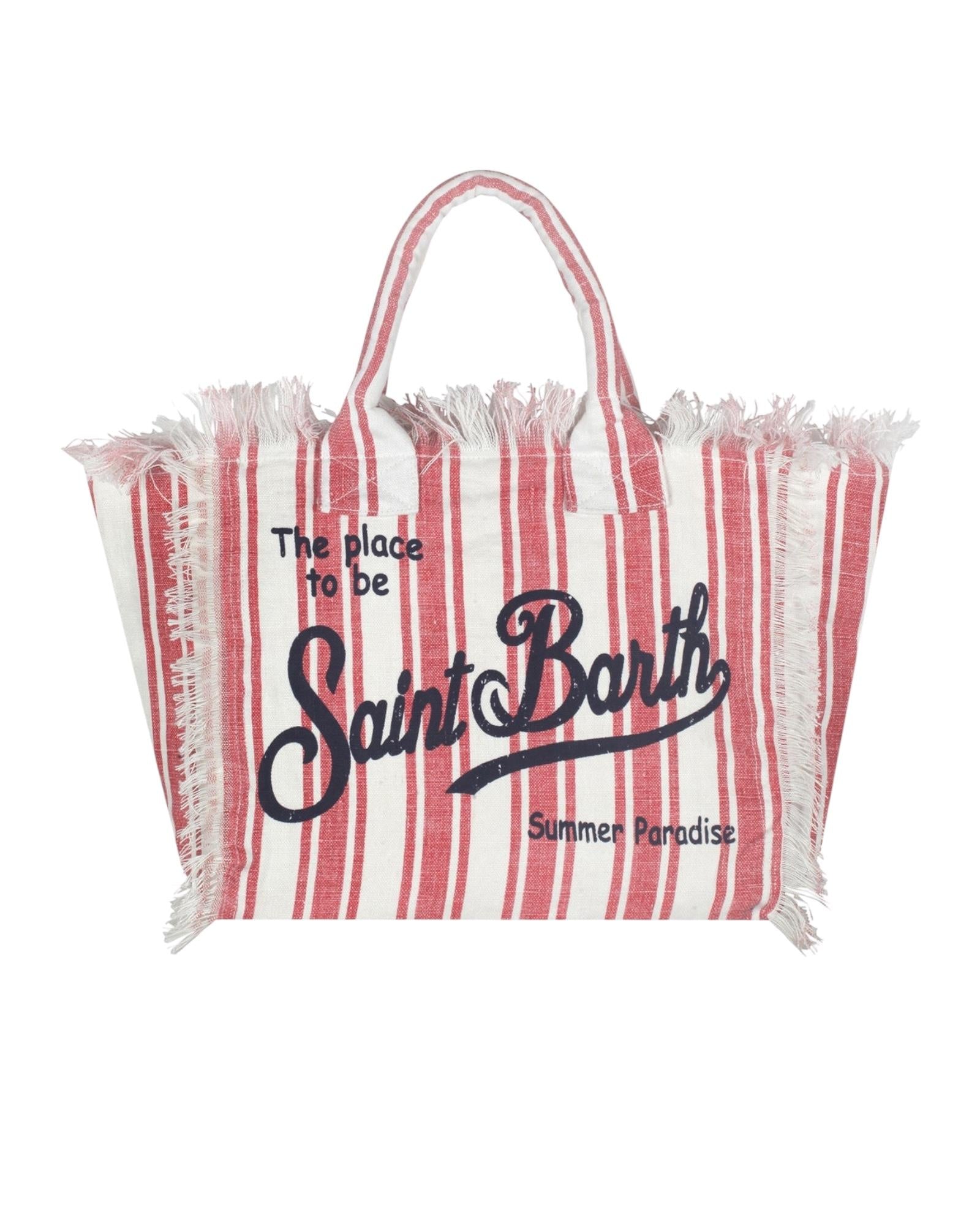 Borsa Vanity linen Red stripes VANI022 01465H MC2 SAINT BARTH