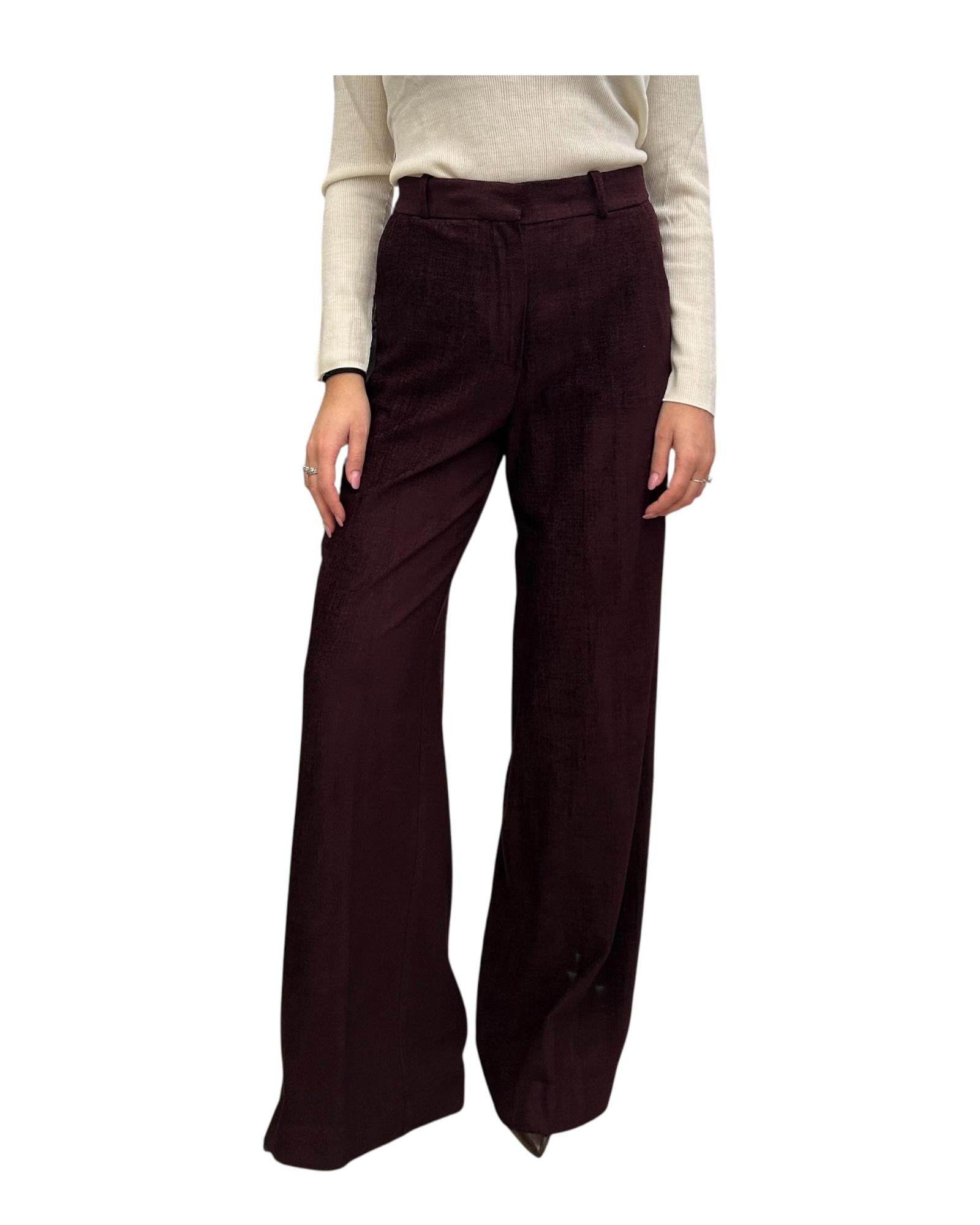 Pantalone Palazzo in velluto lavorato Bordeaux PCB P033 072 haveone