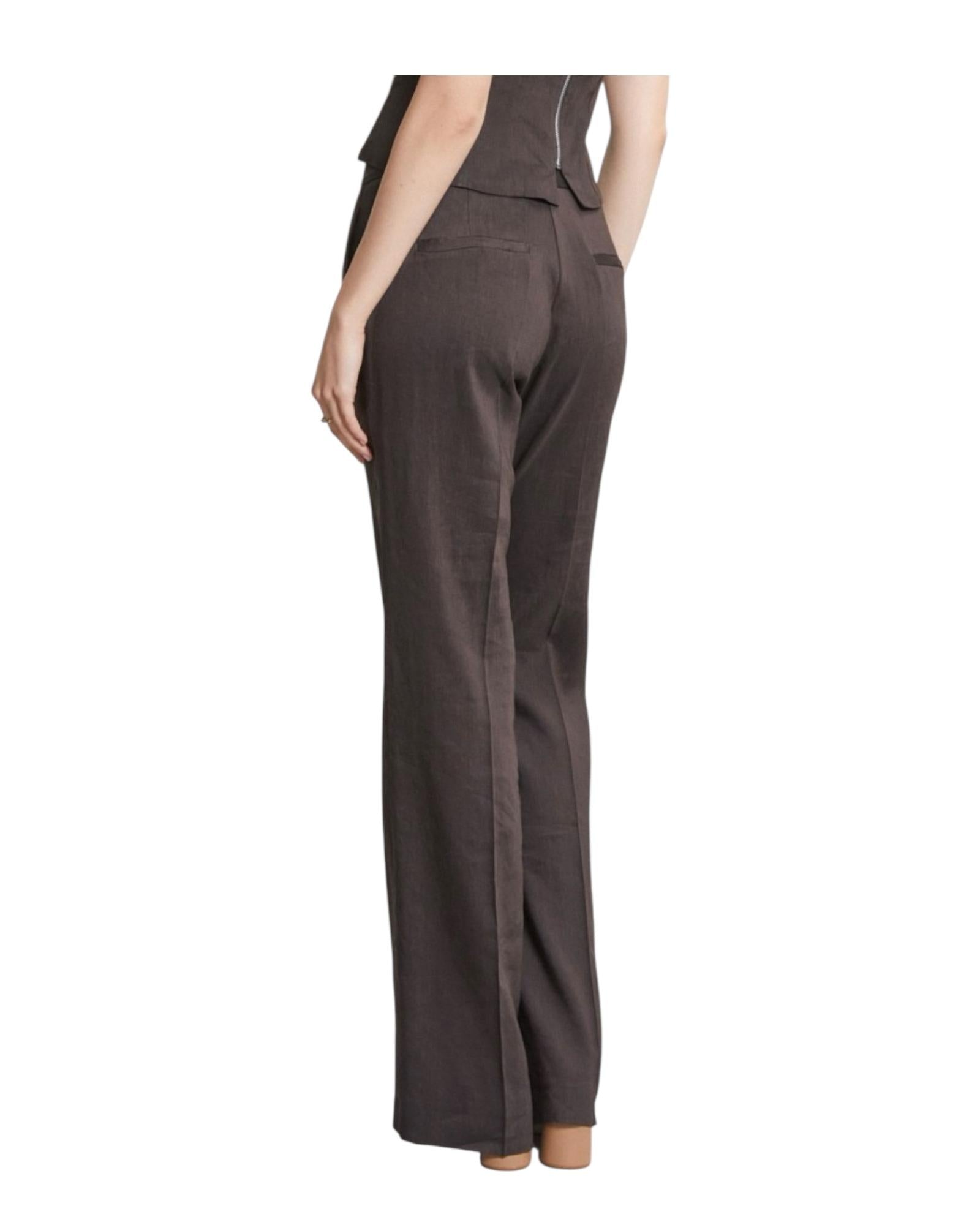 Pantalone palazzo in lino, cioccolato. MAF DP9812 CIOCCOLATO OTTOD'AME