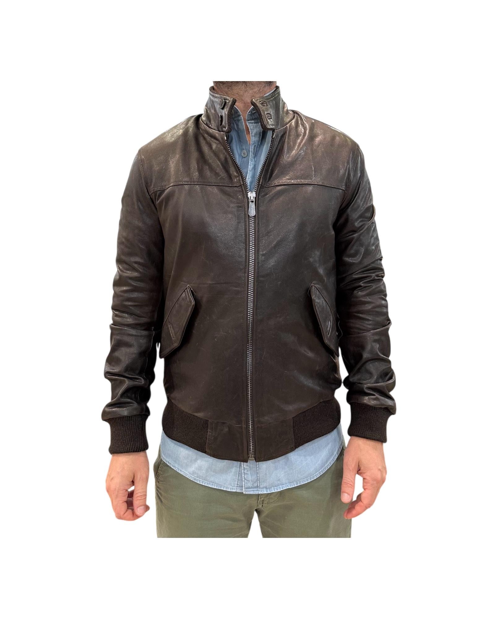 Giubbotto Bjon in nappa Testa di moro BJON NAPPA TESTA DI MORO BLUsotto