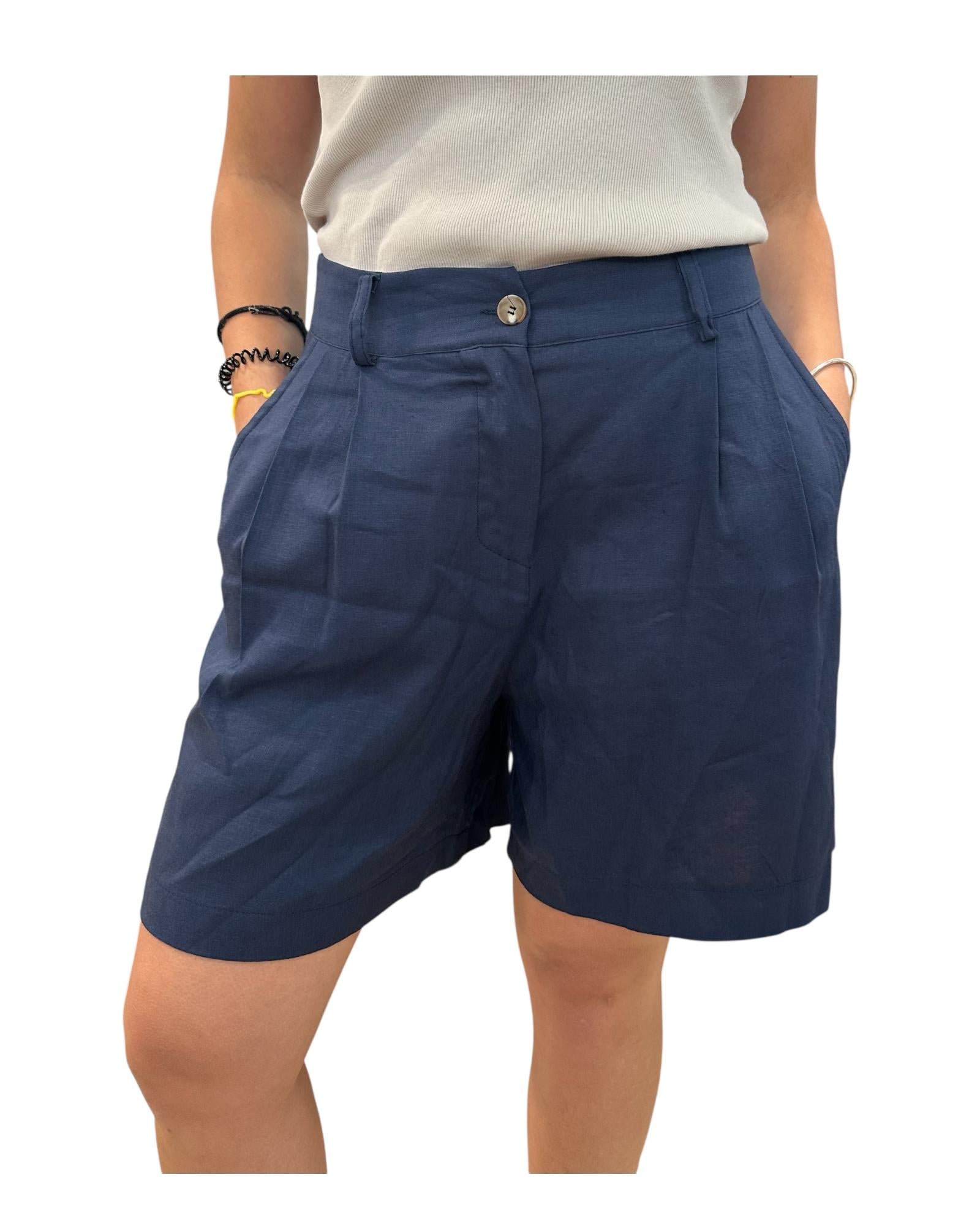 Bermuda misto lino Blu 3753SH BLU RE.VI.VAL
