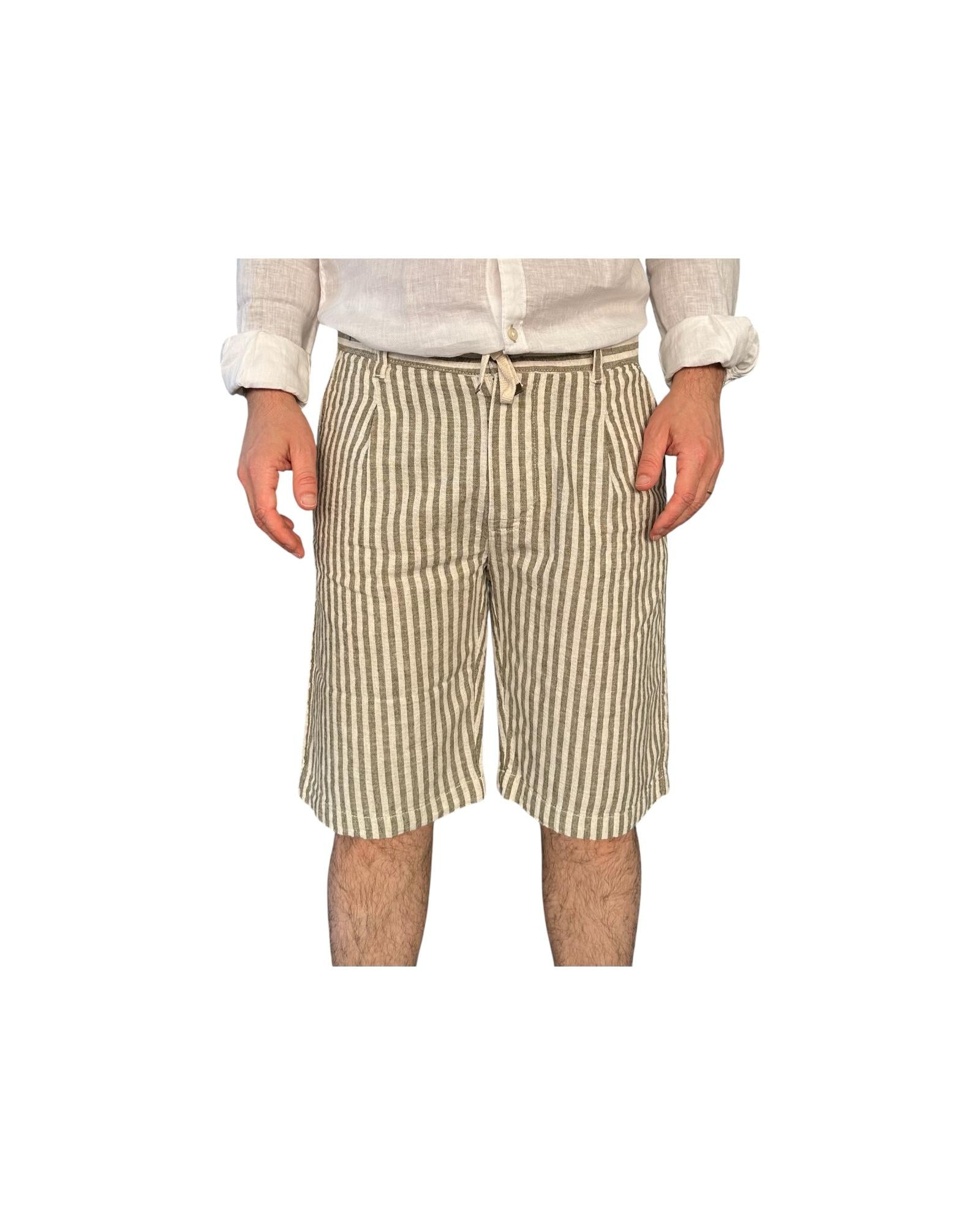 Bermuda misto lino Army green AU25S42BE PA1413 ARMY GREEN Alley docks