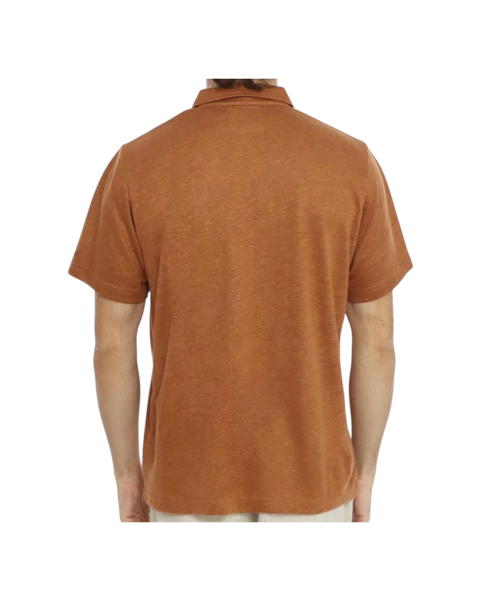Polo in lino Tobacco FRS0001 00086H MC2 SAINT BARTH