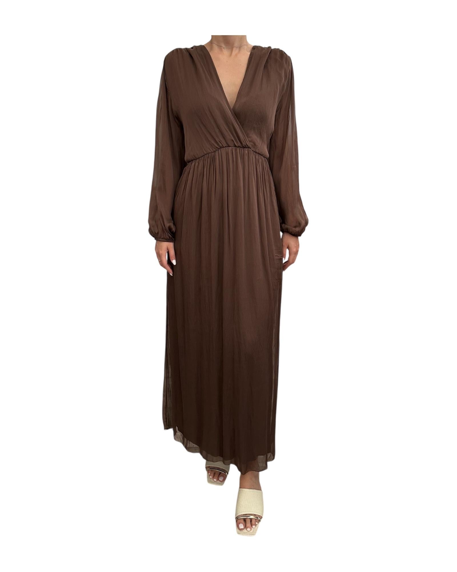 Abito lungo misto seta Bronzo AFF-L011 BRONZO haveone