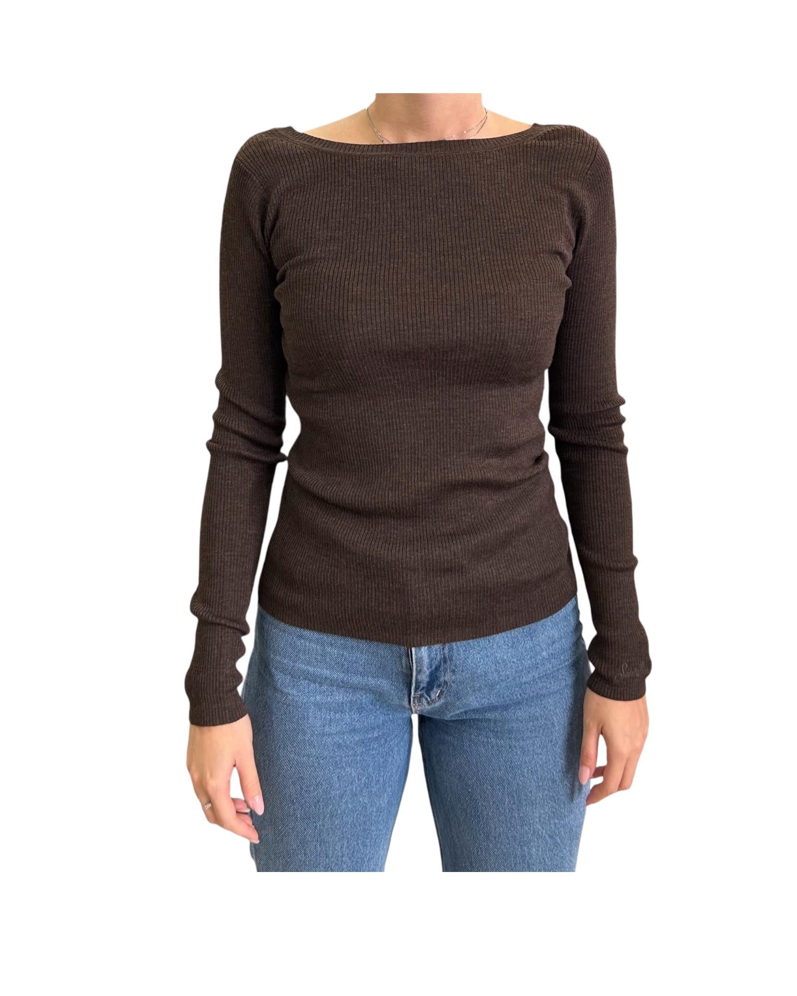 Maglia con scollo posteriore in lana Brown TUS0001 00033I MC2 SAINT BARTH