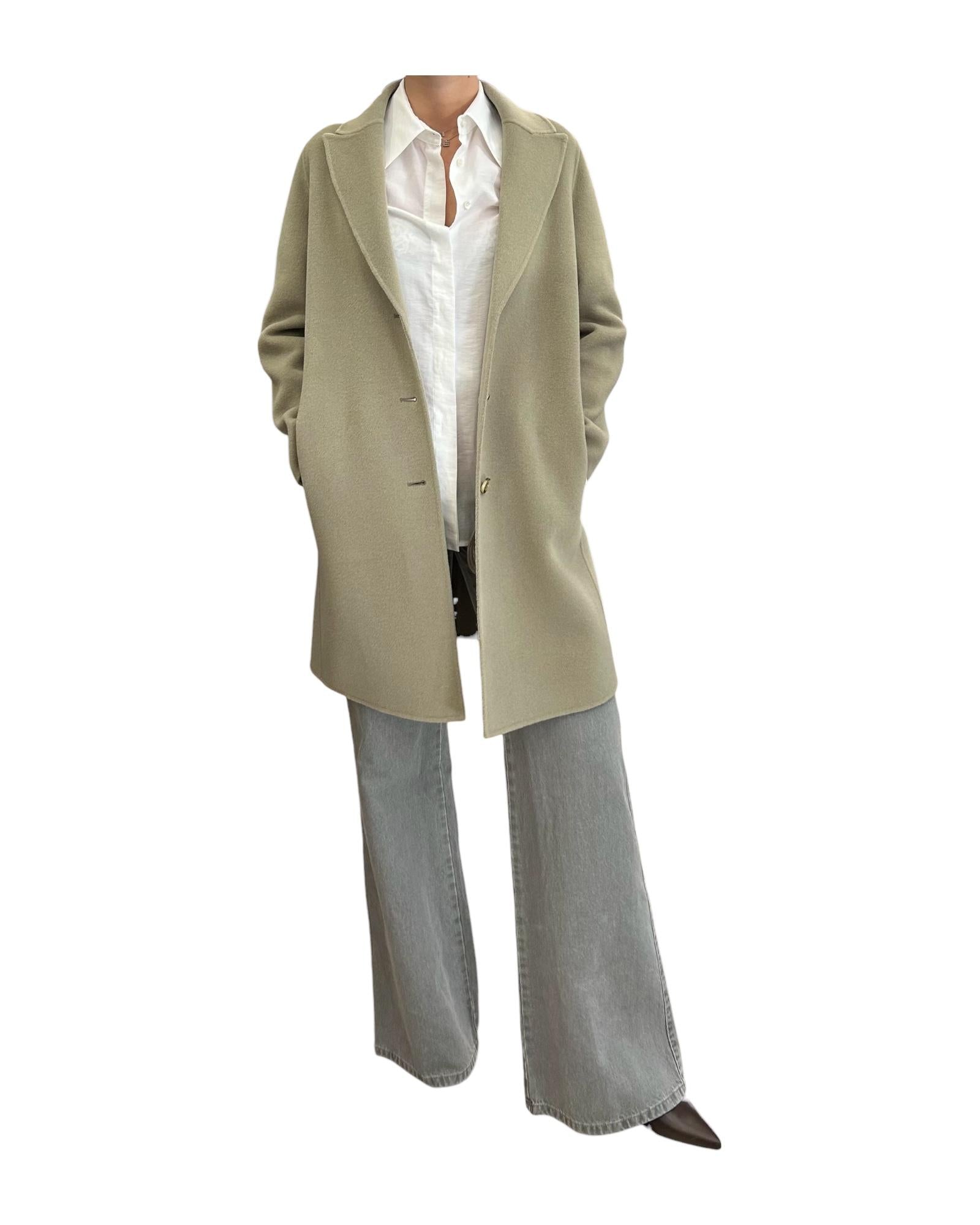 Cappotto in double di misto lana Verde menta POLKA 008 MARELLA