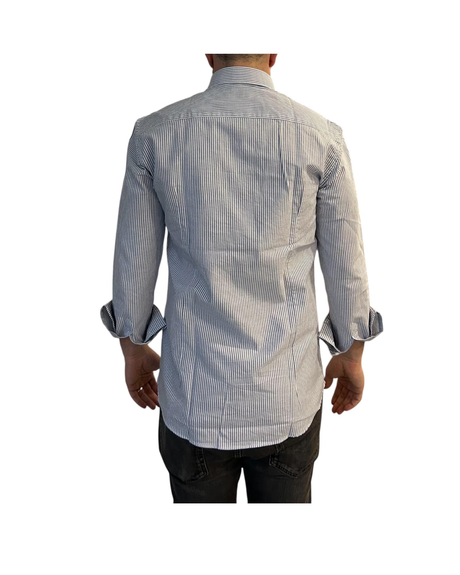 Camicia Uomo Oxford a righe bianco e blu B4786 6 BASTONCINO