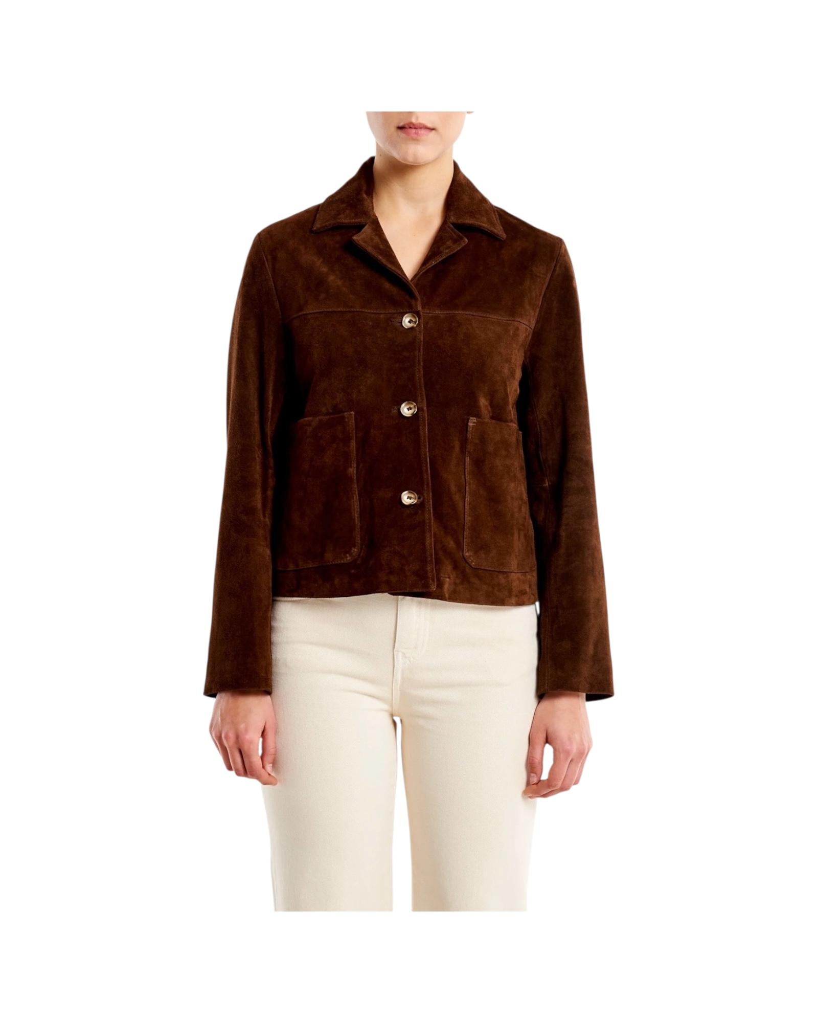 Giacca corta in pelle scamosciata Moro TAB0174 MORO VICOLO