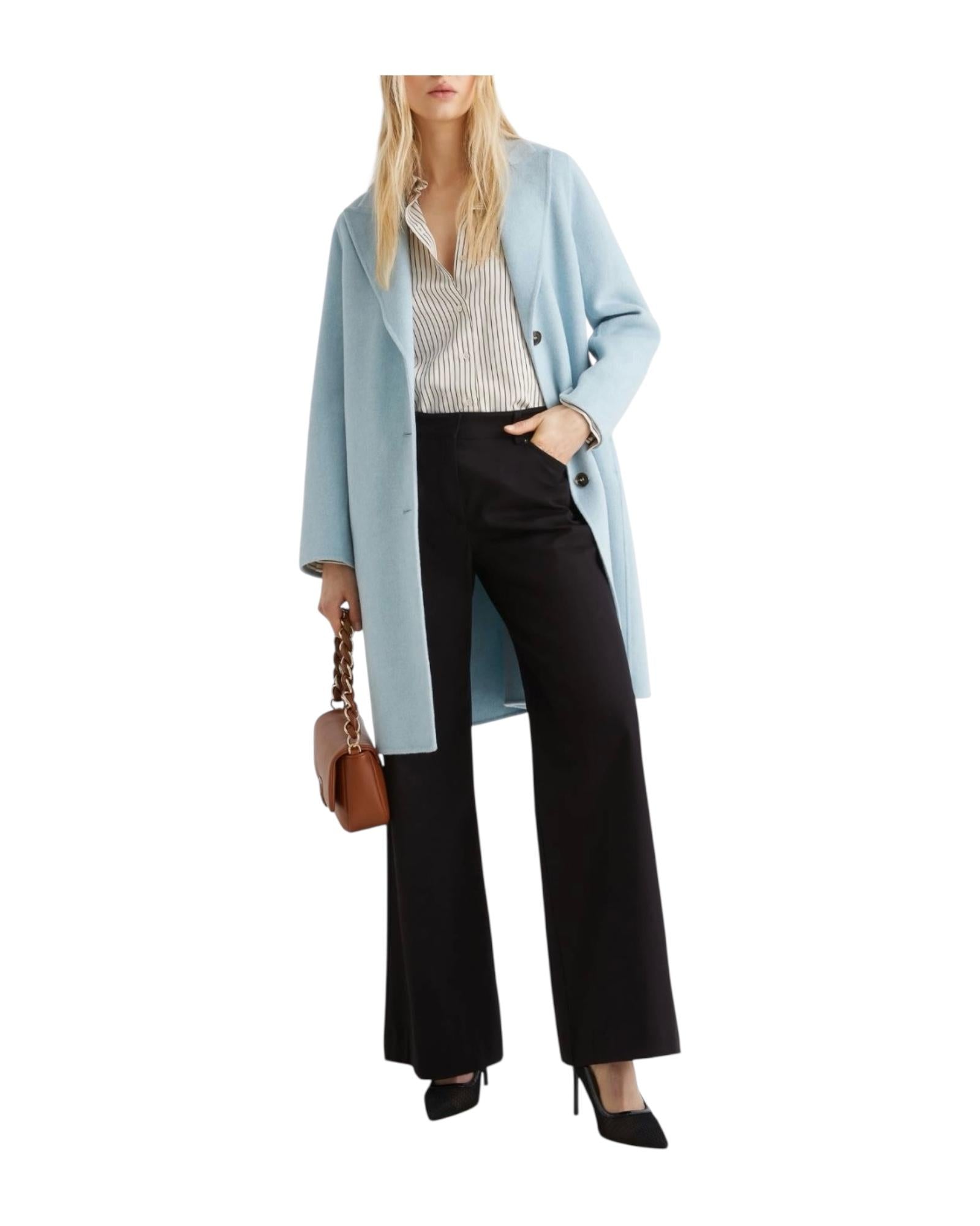 Cappotto in double di misto lana Celeste polvere POLKA 002 MARELLA