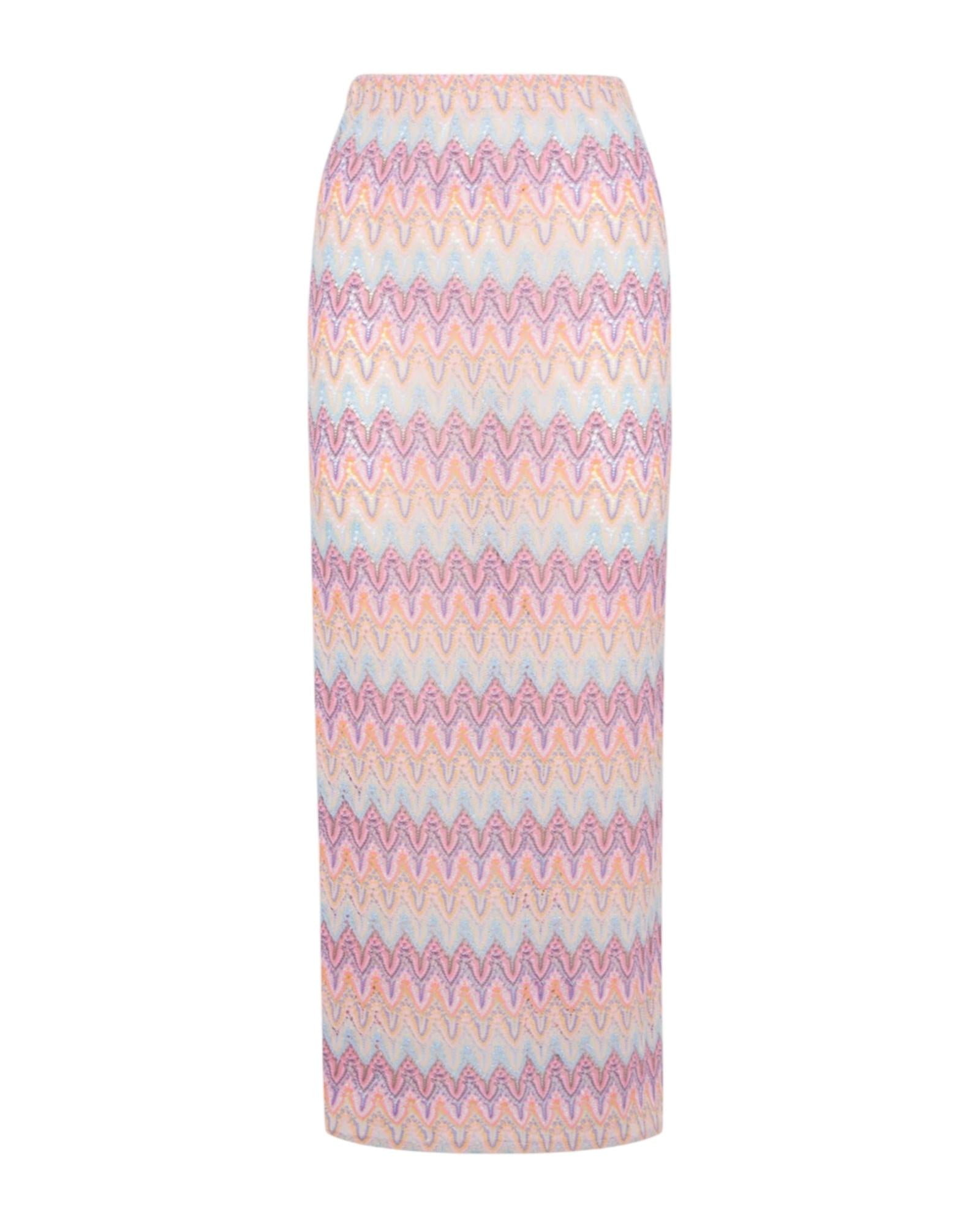 Gonna lunga Caytlin in raschel con motivo chevron pastello CYA0001 00185H MC2 SAINT BARTH