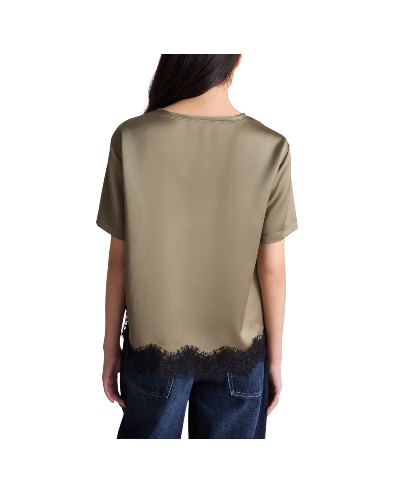 T-shirt in raso con pizzo Kaki CARIOCA 001 MARELLA