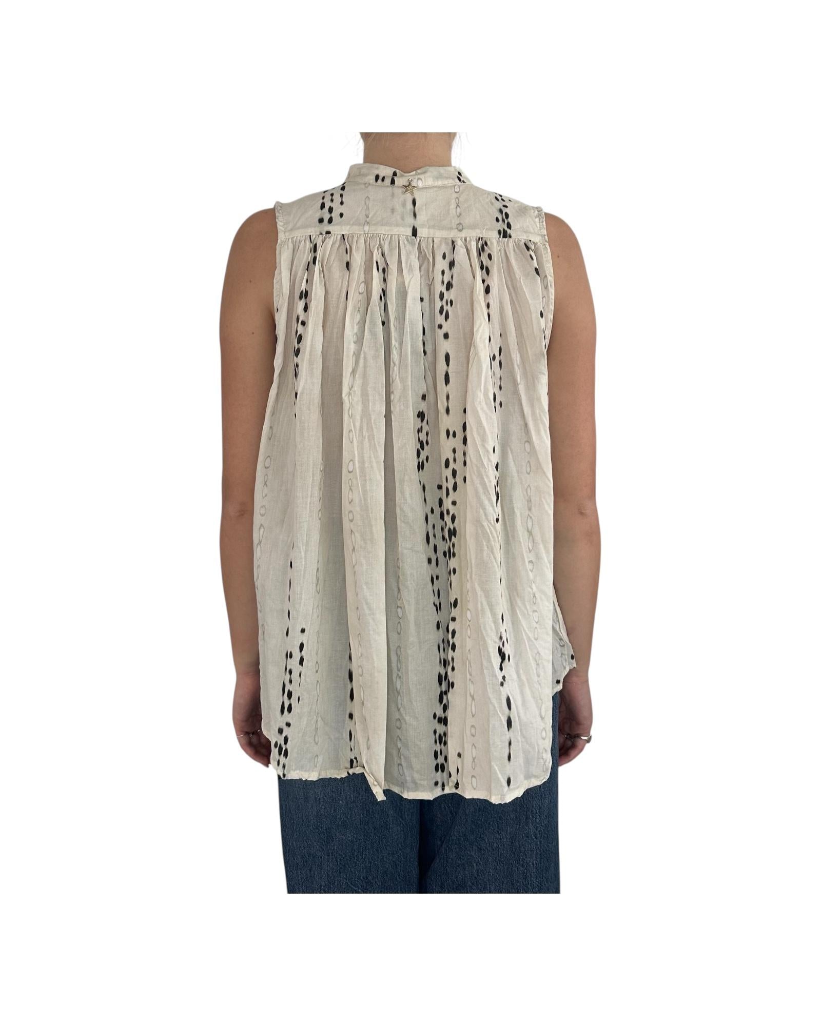 Blusa morida senza maniche, fantasia. M37F0329 UNICA SOUVENIR