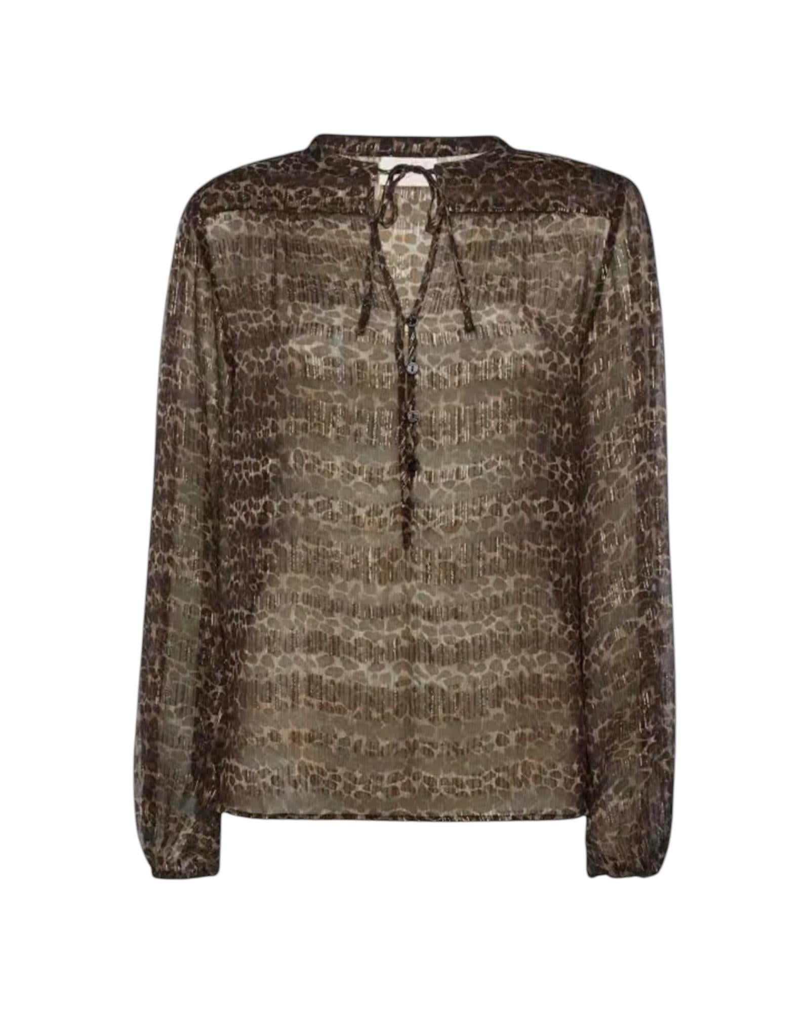 Blusa Herper in voile di seta lurex con stampa animalier HRP001 03047H MC2 SAINT BARTH