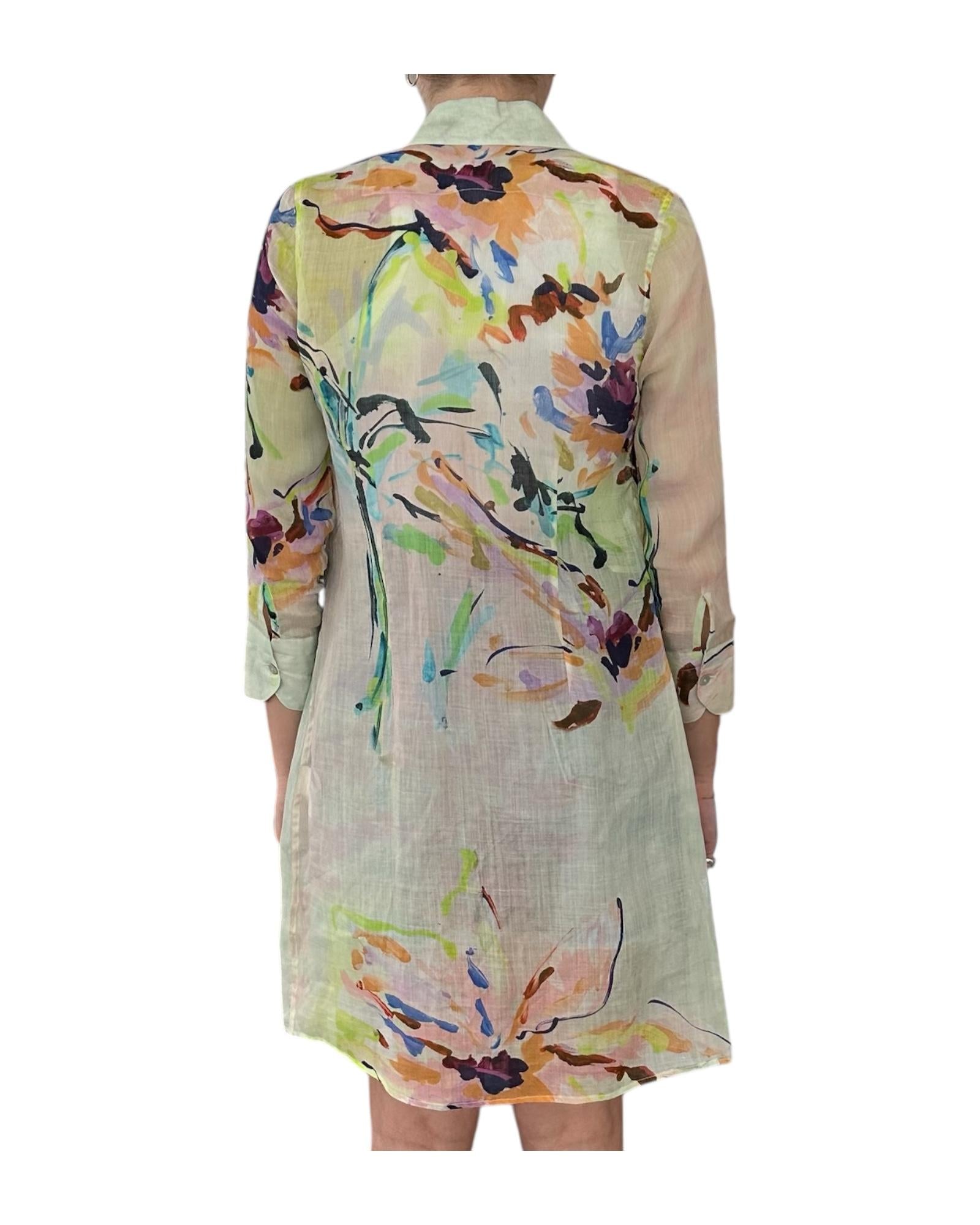 Camicione in Ramie verde D928 2 BASTONCINO