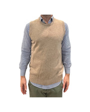 Gilet girocollo in lana Beige