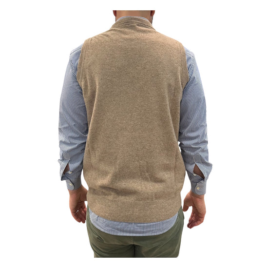 Gilet girocollo in lana Beige 15060 132 RETOIS 