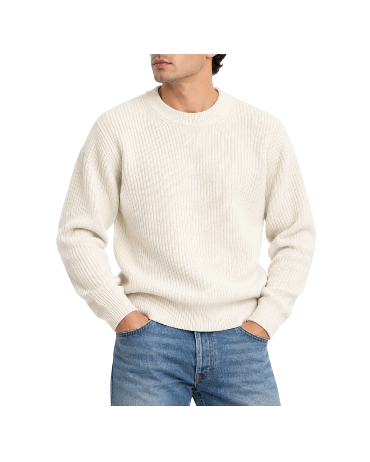 Maglione a costa inglese Panna 1300 0125 +39MAsq 