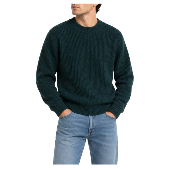 Maglione a costa inglese Verde 1300 0450 +39MAsq 
