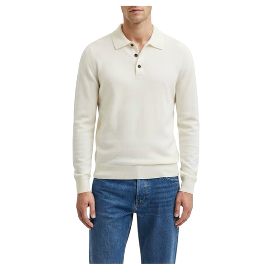 Polo con bottoni in lana merino Panna 5053 0125 +39MAsq 