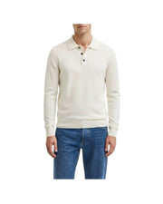 Polo con bottoni in lana merino Panna