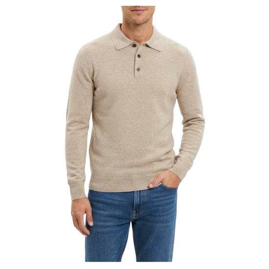 Polo con bottoni in lana merino beige 5053 0130 +39MAsq 
