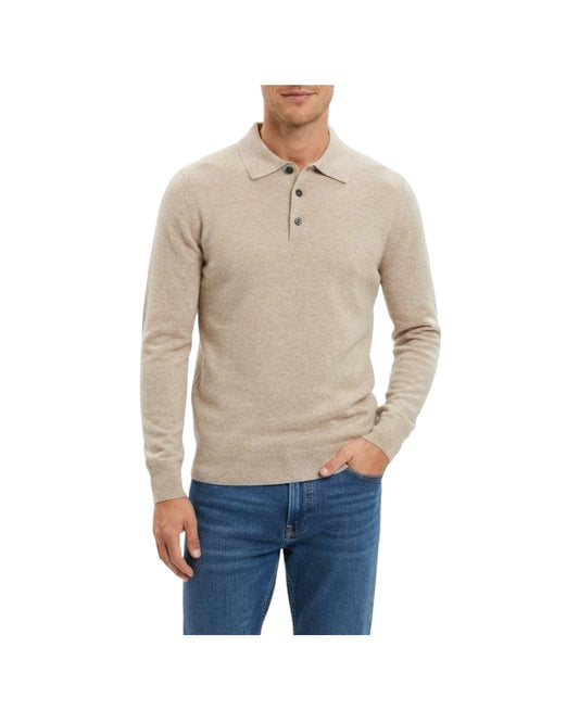 Polo con bottoni in lana merino beige 5053 0130 +39MAsq 