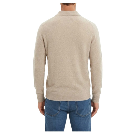 Polo con bottoni in lana merino beige 5053 0130 +39MAsq 