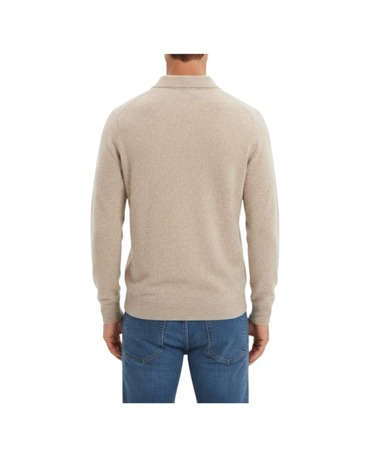 Polo con bottoni in lana merino beige 5053 0130 +39MAsq 