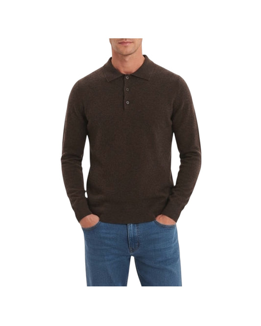 Polo con bottoni in lana merino Marrone 5053 0490 +39MAsq 
