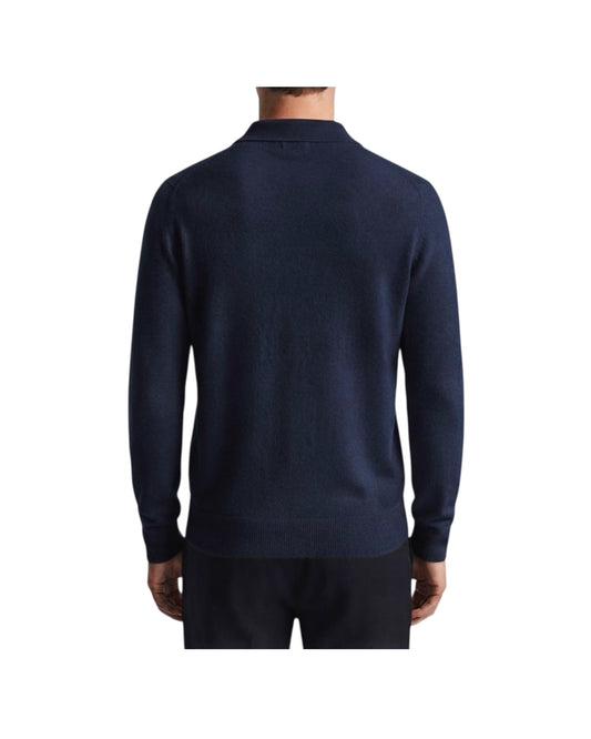 Polo con bottoni in lana merino Blu 5053 0650 +39MAsq 