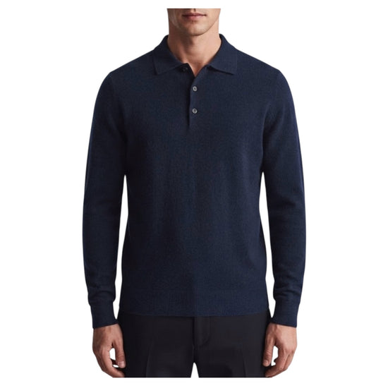 Polo con bottoni in lana merino Blu 5053 0650 +39MAsq 