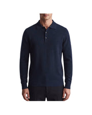 Polo con bottoni in lana merino Blu