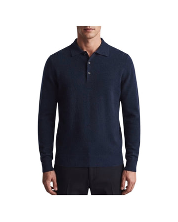 Polo con bottoni in lana merino Blu 5053 0650 +39MAsq 
