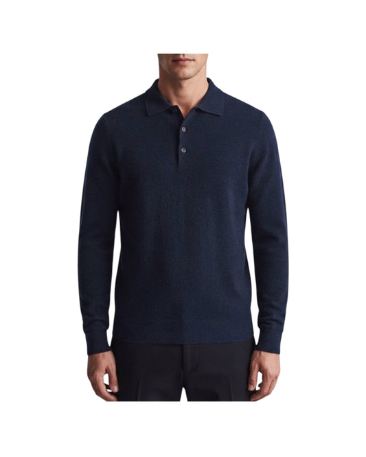 Polo con bottoni in lana merino Blu 5053 0650 +39MAsq 