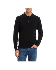 Polo con bottoni in lana merino Nero
