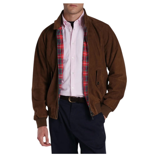 Giacca G9 in pelle scamosciata Dark olive G9 SUEDE DARK OLIVE BARACUTA 