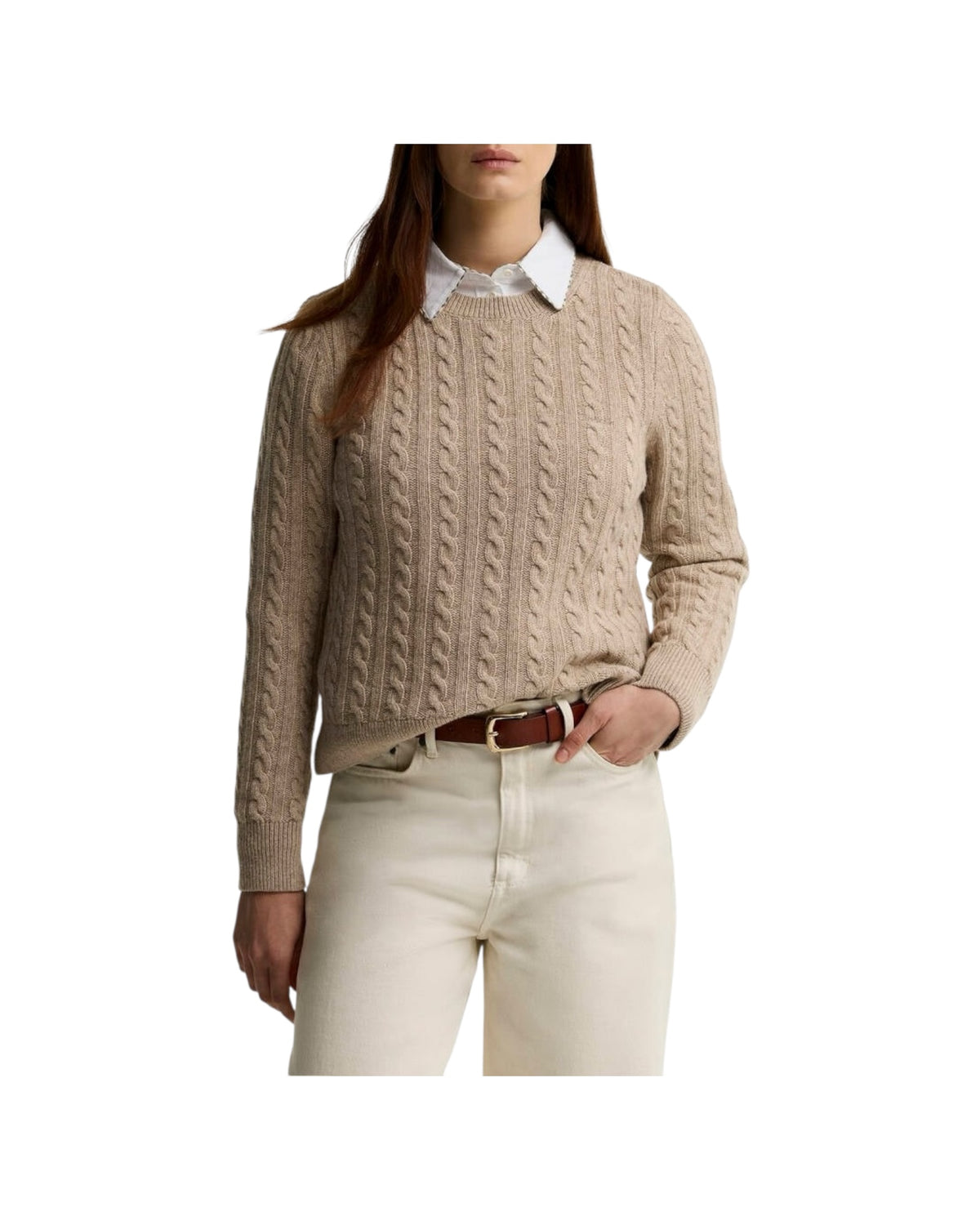 Maglione misto lana Ashdown a trecce Honey ASHDOWN BE54 HONEY BARBOUR 