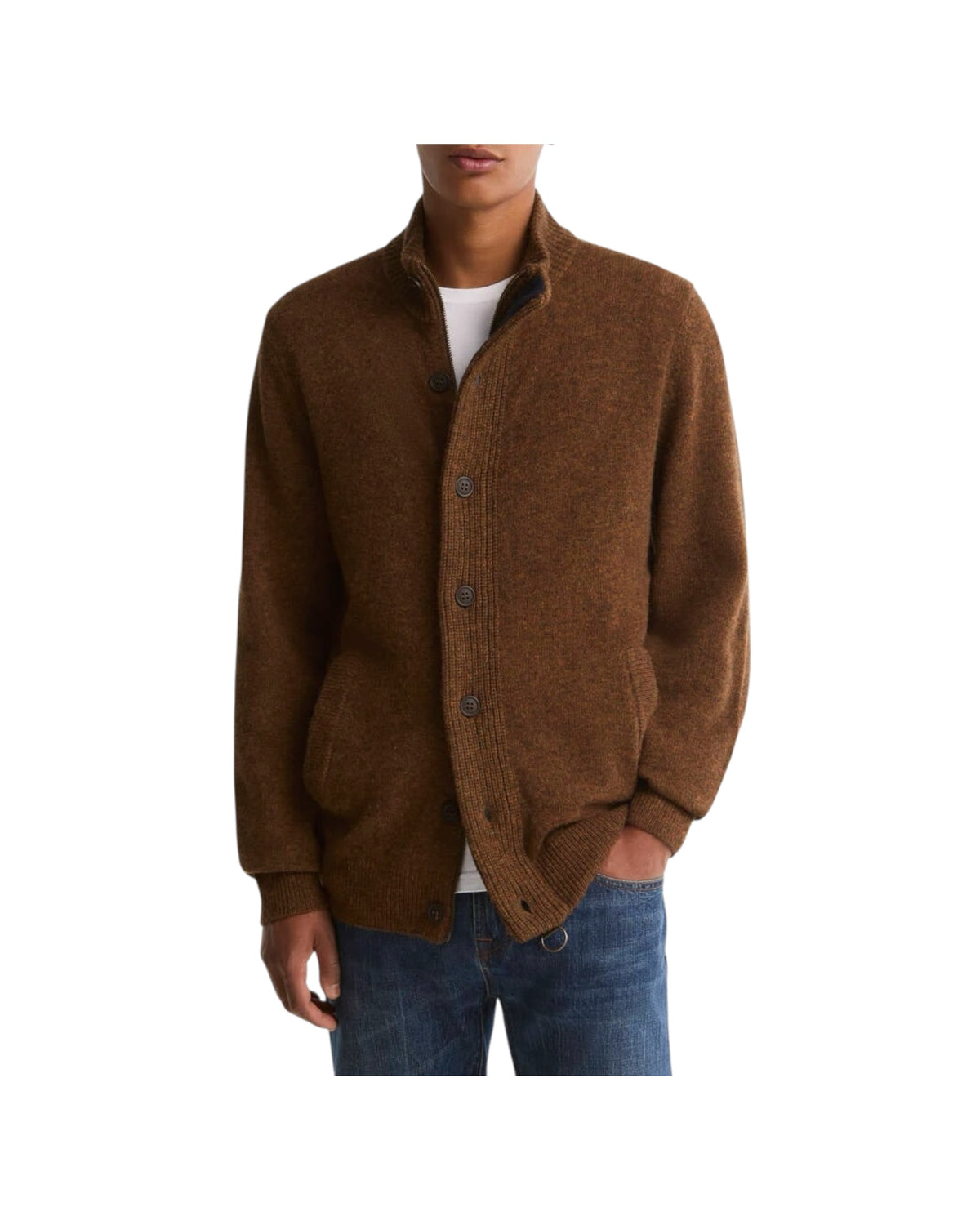 Maglione con zip patch Bracken ESSENTIAL PATCH ZIP OR51 BRACKEN BARBOUR 