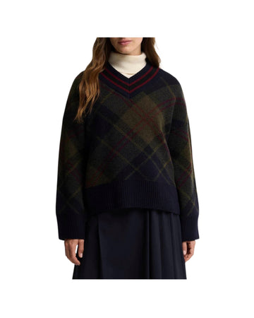Maglione Shae in lana tartan con scollo a V SHAE TN43 SHADOW CLASSIC TARTAN BARBOUR 