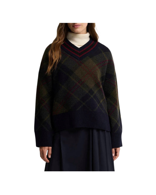 Maglione Shae in lana tartan con scollo a V SHAE TN43 SHADOW CLASSIC TARTAN BARBOUR 
