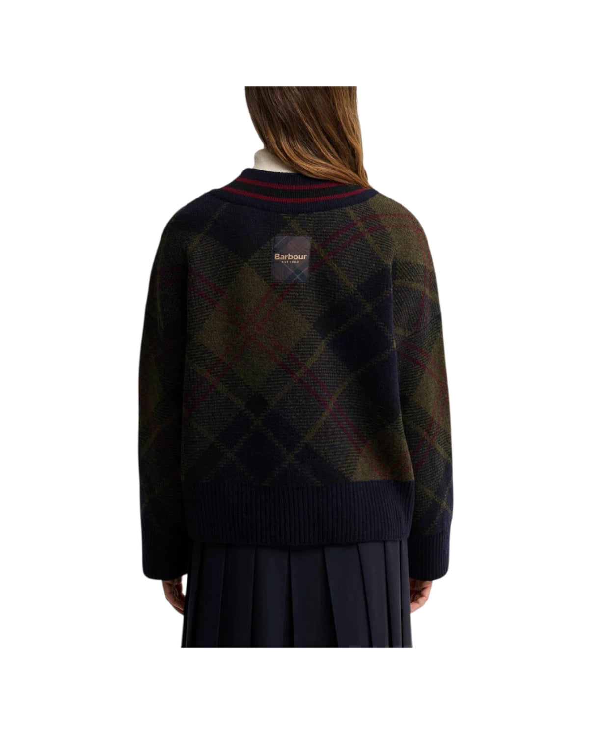 Maglione Shae in lana tartan con scollo a V SHAE TN43 SHADOW CLASSIC TARTAN BARBOUR 
