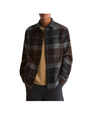 Overshirt spazzolata con motivo a quadri Midnight oak tartan