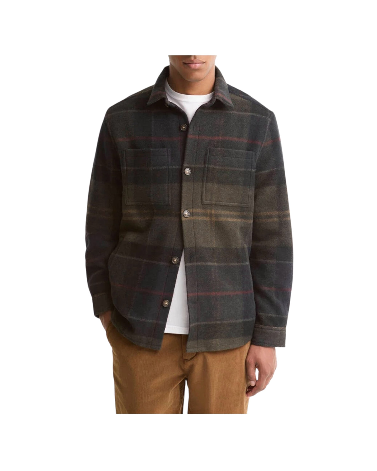 Overshirt spazzolata con motivo a quadri Shadow classic tartan WOODLANE TAIL BRUSH TN43 SHADOW CLASSIC TARTAN BARBOUR 