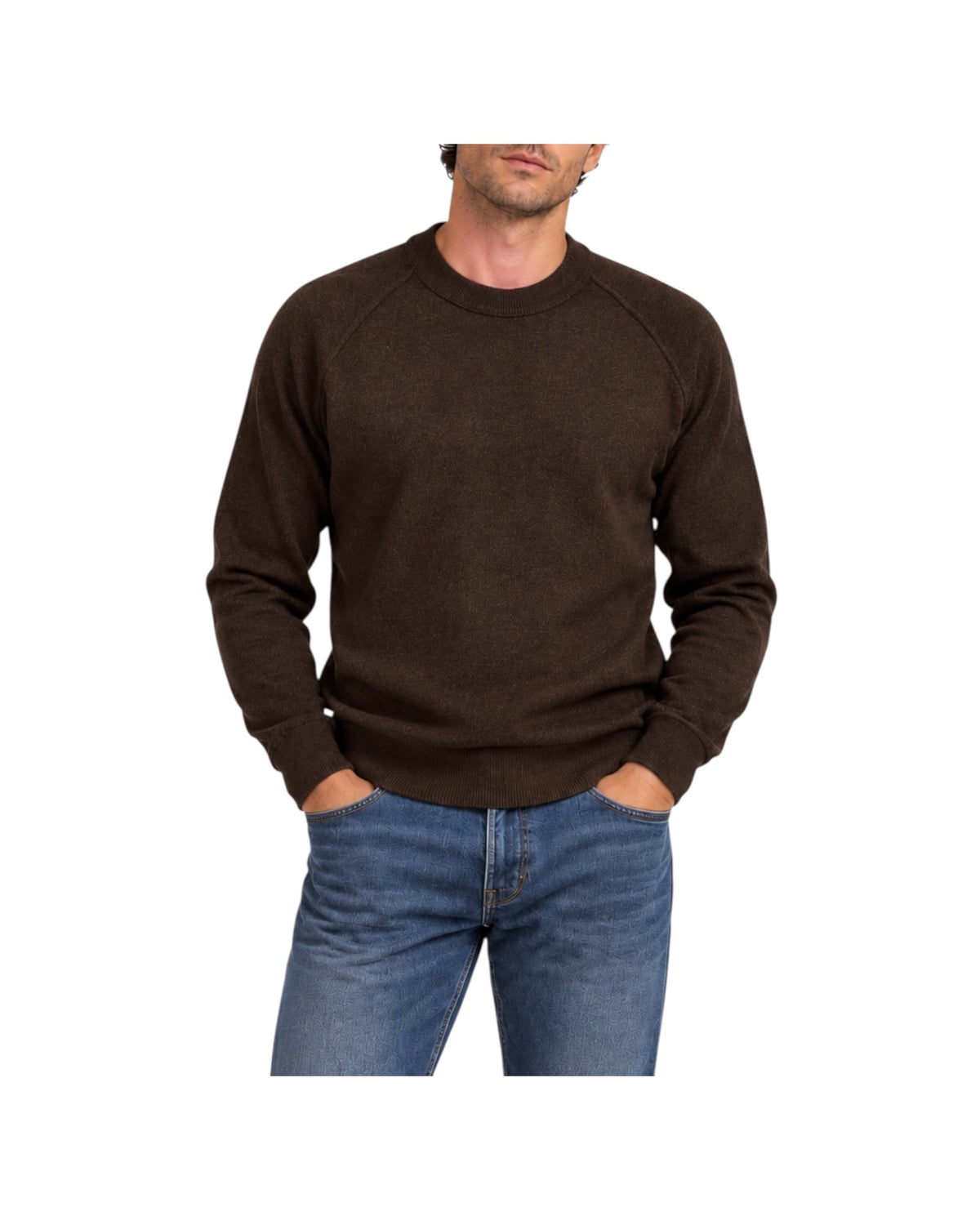 Maglione taglio felpa Marrone W9009 BROWN BL'KER 